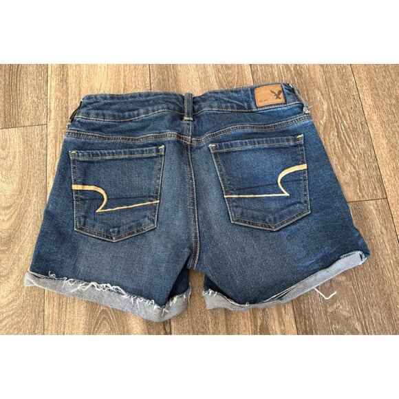 AMERICAN EAGLE WOMENS STRETCH JEAN DENIM BLUE SHORTS SIZE 4 - Picture 6 of 7